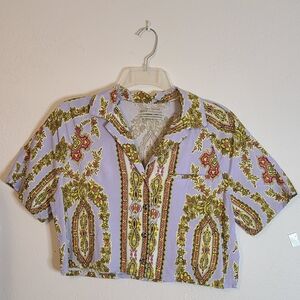 Urban Outfitters White Cream Button Down Crop Top